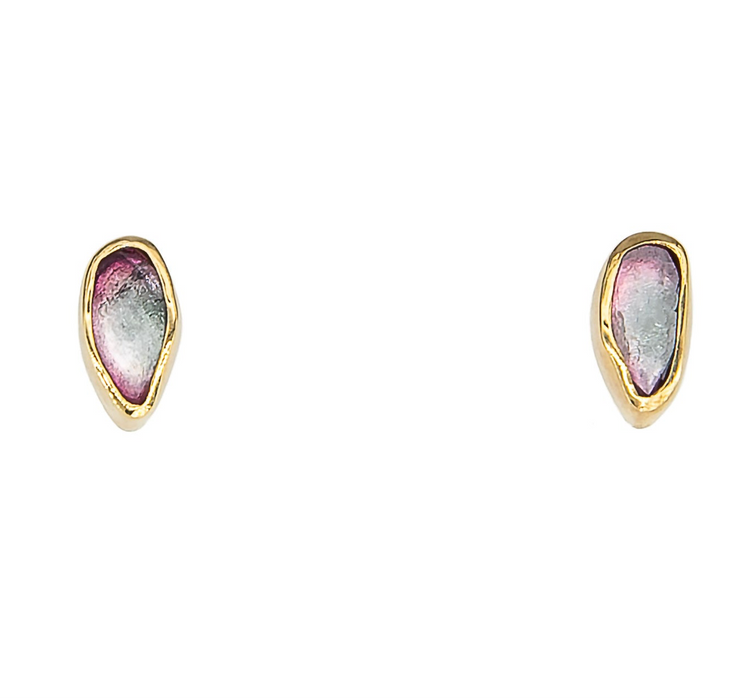 Bi-Color Tourmaline Stud Earrings