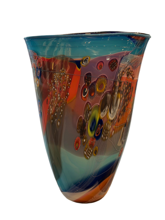 Large Cobalt & Aqua Colorfield Vase