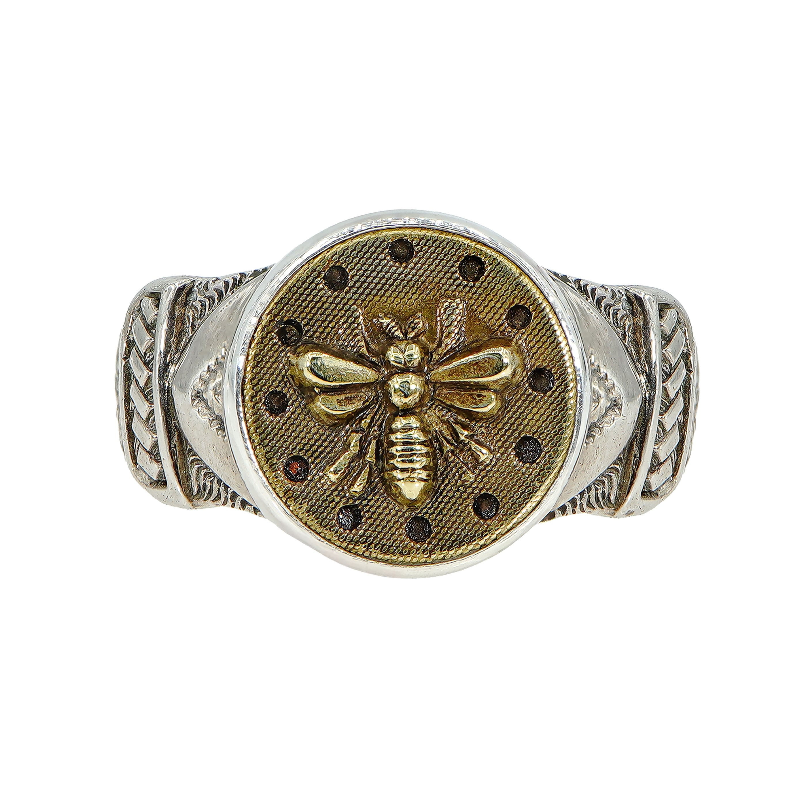 Antique Bee Button Ring — Fusion Art Glass & Fine Jewelry