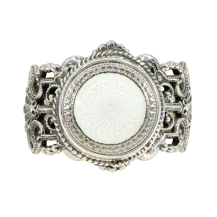 Victorian French Enamel Button Ring