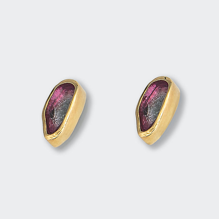 Bi-Color Tourmaline Stud Earrings