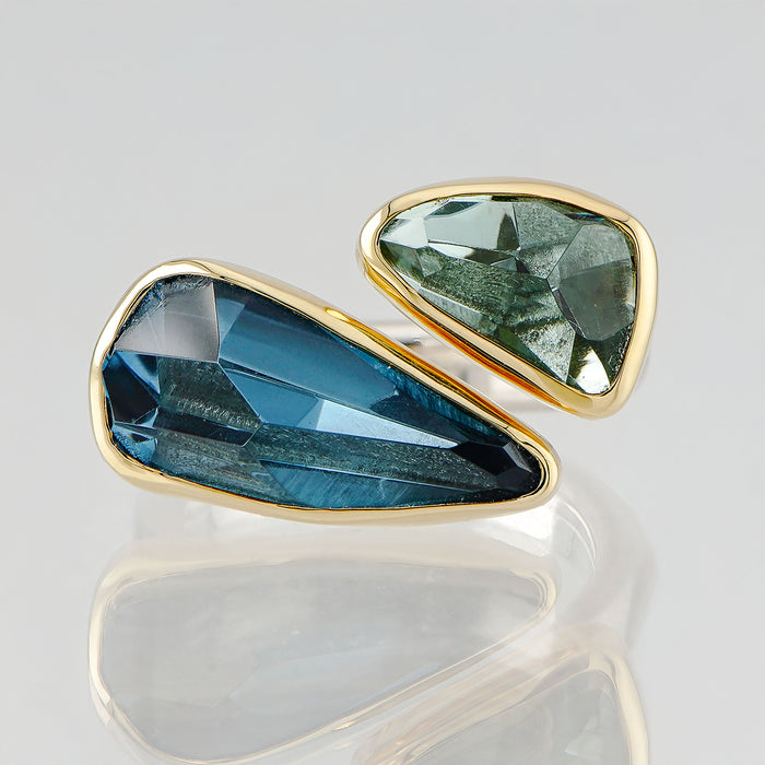 London Blue Topaz & Green Amethyst Ring