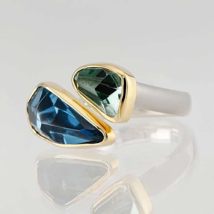 London Blue Topaz & Green Amethyst Ring