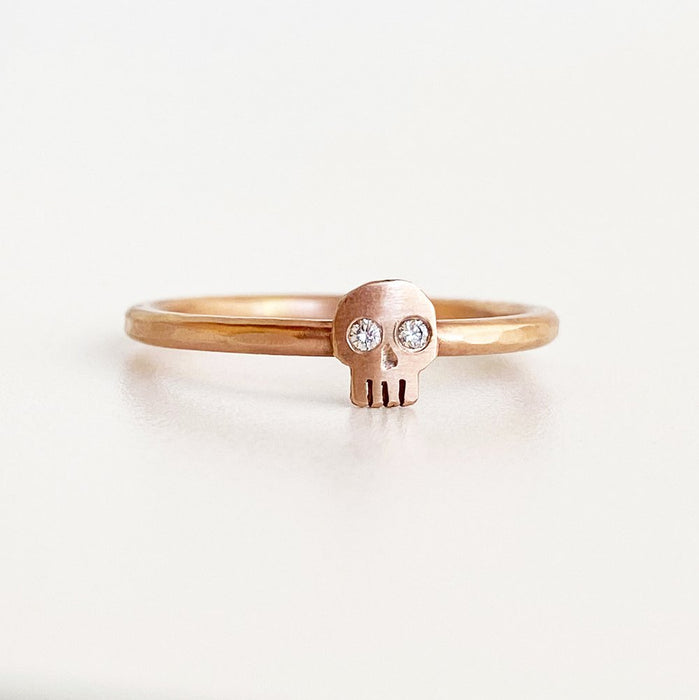 Rose Gold & Diamond Skull Ring