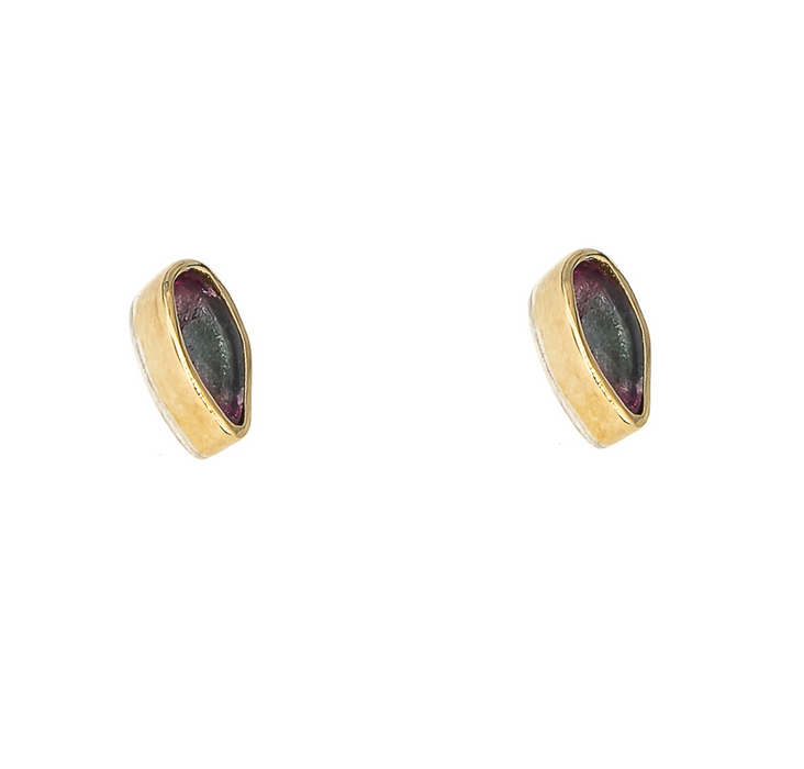 Bi-Color Tourmaline Stud Earrings