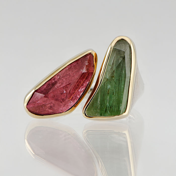 Pink and Green Tourmaline Ring