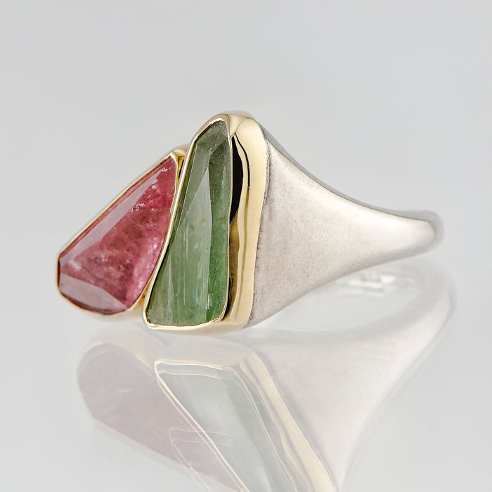 Pink and Green Tourmaline Ring