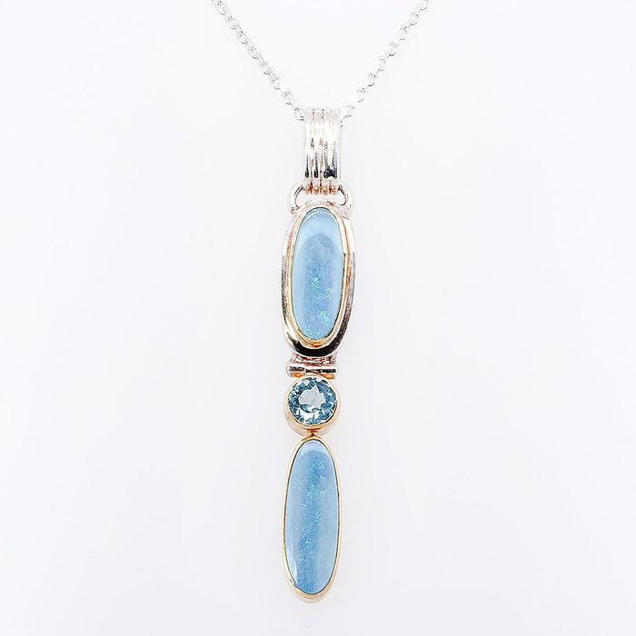 Opal & Sky Blue Topaz Pendant Necklace