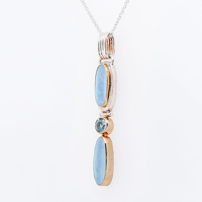 Opal & Sky Blue Topaz Pendant Necklace