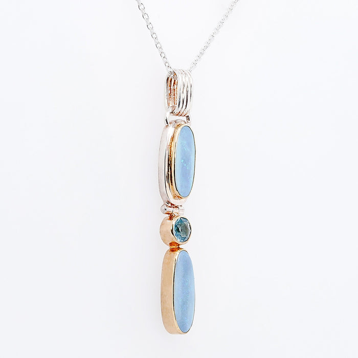 Opal & Sky Blue Topaz Pendant Necklace