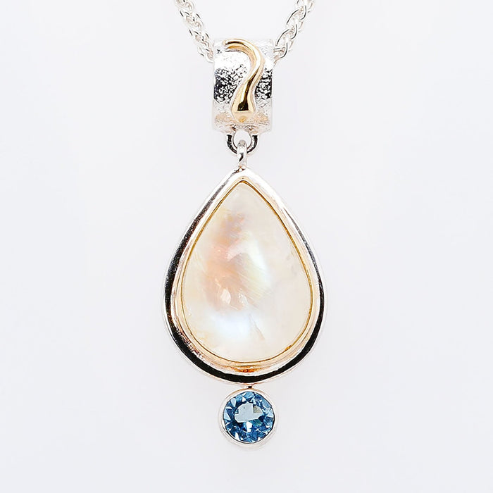 Rainbow Moonstone & Baby Blue Topaz Pendant