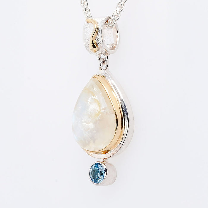 Rainbow Moonstone & Baby Blue Topaz Pendant