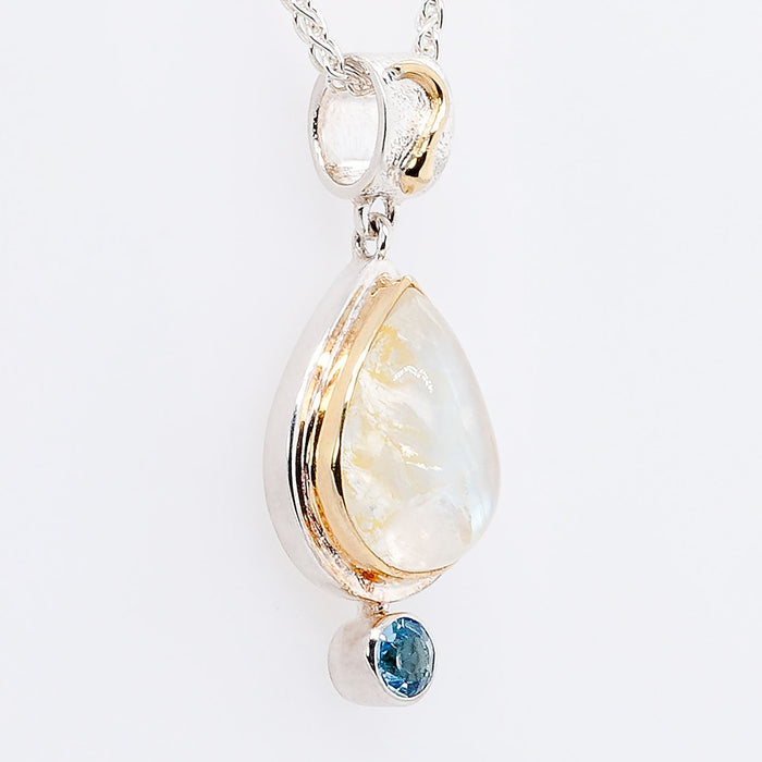 Rainbow Moonstone & Baby Blue Topaz Pendant