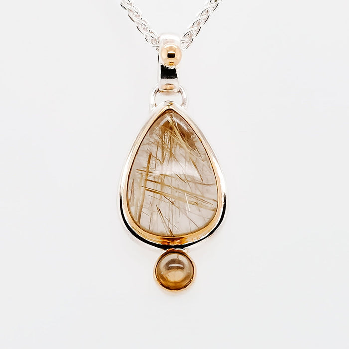 Rutilated Quartz & Citrine Pendant Necklace