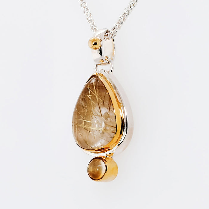 Rutilated Quartz & Citrine Pendant Necklace