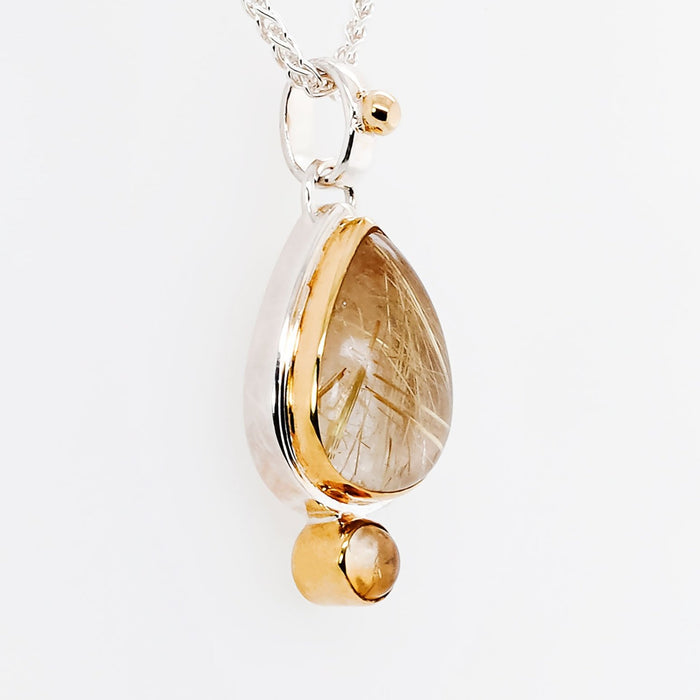 Rutilated Quartz & Citrine Pendant Necklace