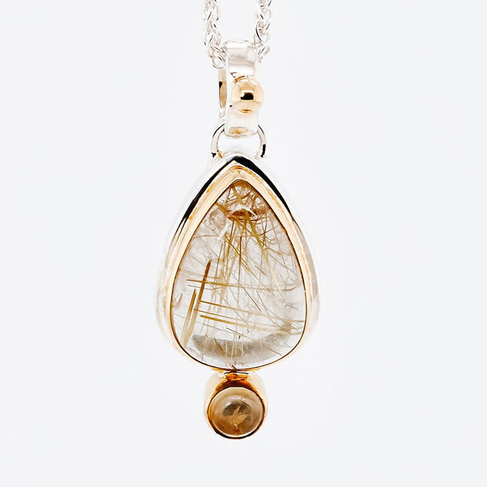 Rutilated Quartz & Citrine Pendant Necklace