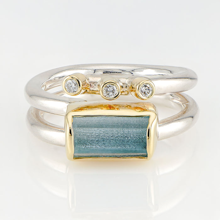 Aquamarine & Diamond Ring