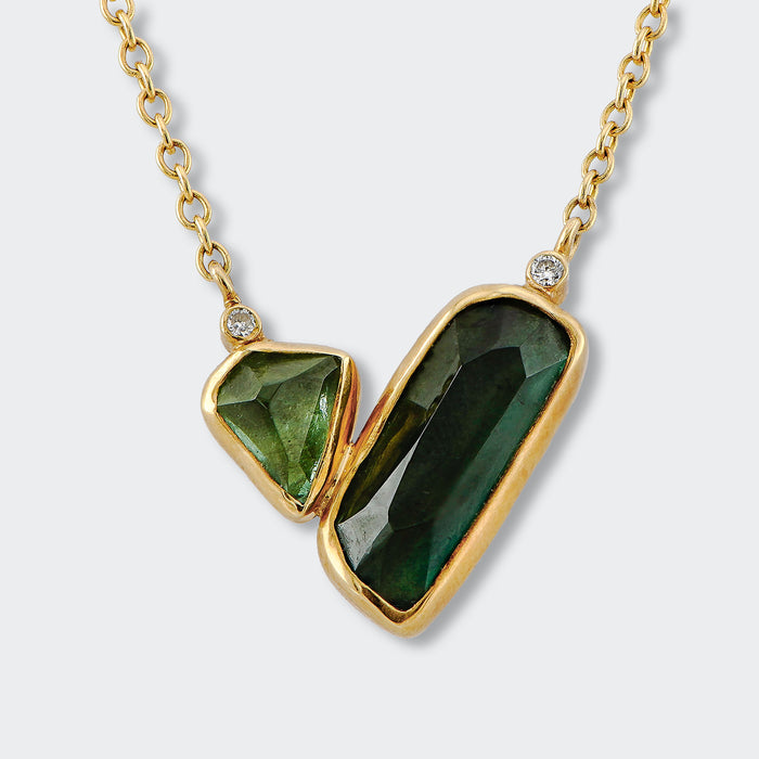 Green Tourmaline, Peridot & Diamond Necklace