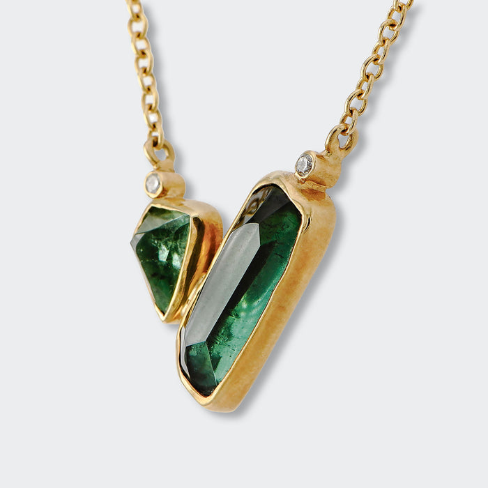 Green Tourmaline, Peridot & Diamond Necklace