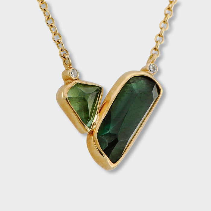 Green Tourmaline, Peridot & Diamond Necklace