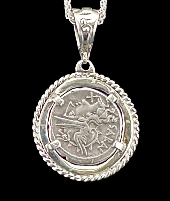 Helmeted Head of Roma Coin Pendant