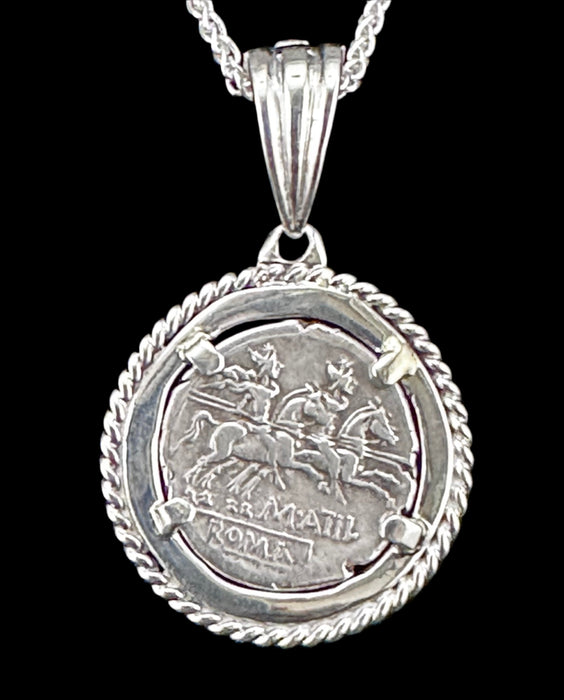 Helmeted Head of Roma Coin Pendant