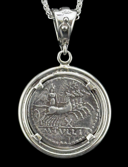 Helmeted Head of Roma Coin Pendant