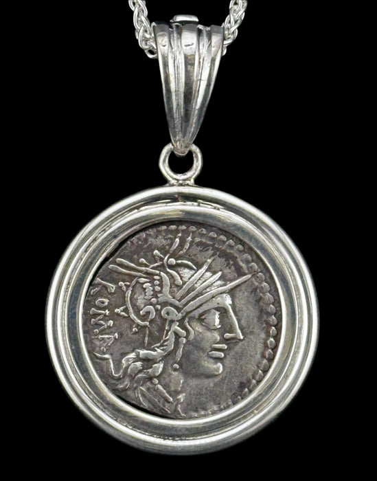 Helmeted Head of Roma Coin Pendant