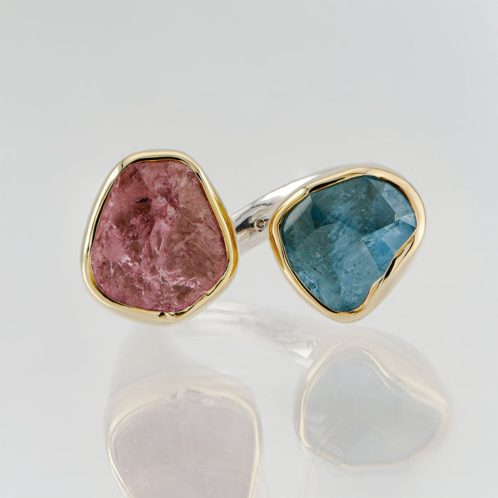 Aquamarine & Pink Tourmaline Ring