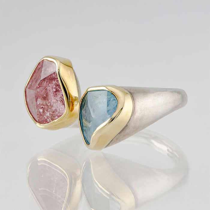 Aquamarine & Pink Tourmaline Ring