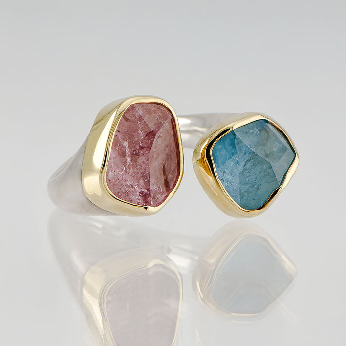 Aquamarine & Pink Tourmaline Ring