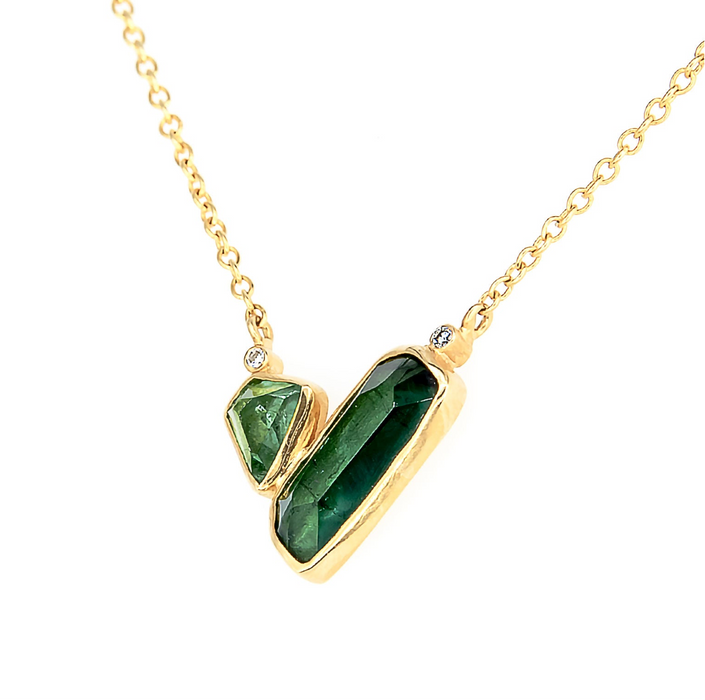 Green Tourmaline, Peridot & Diamond Necklace