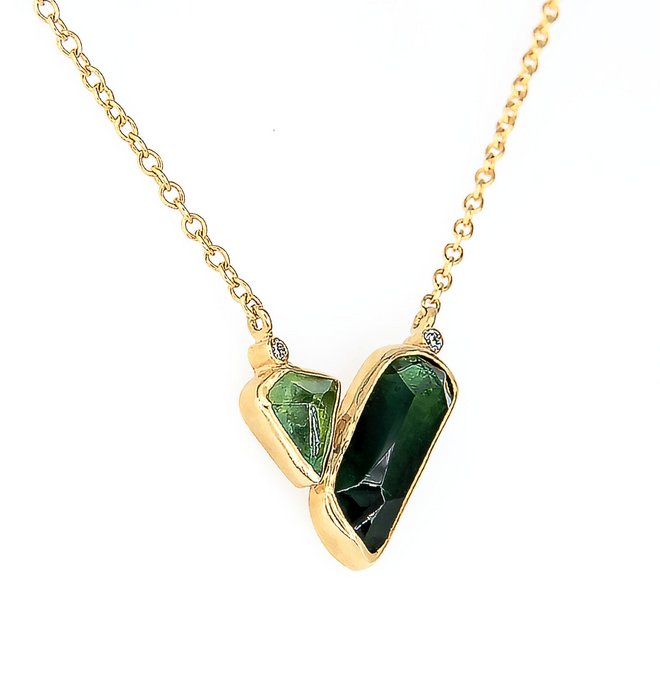 Green Tourmaline, Peridot & Diamond Necklace