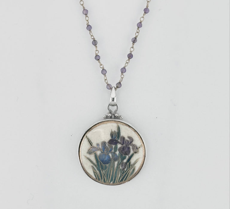 Antique Iris Button Necklace