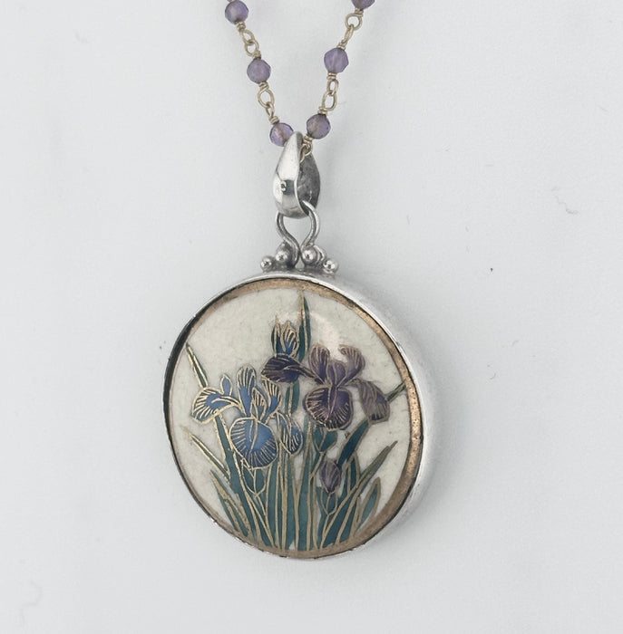 Antique Iris Button Necklace