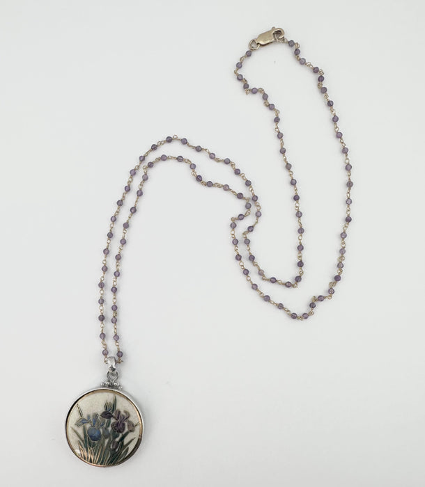 Antique Iris Button Necklace