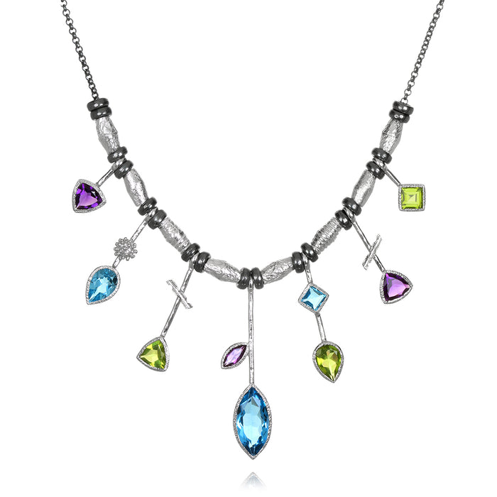 7 Stick Edge Necklace – Blue Topaz