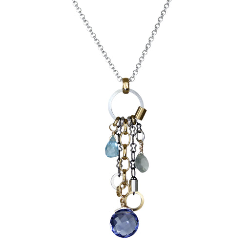 Petal Pendant Blue Topaz - Silver, White Rhodium - Q Evon Fine Jewelry 20